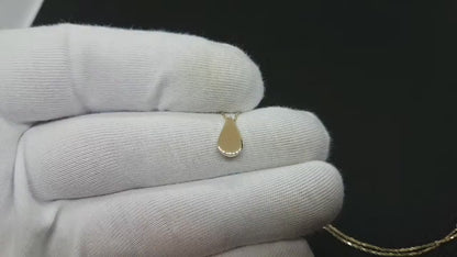 14K Real Solid Gold Teardrop Necklace for Women