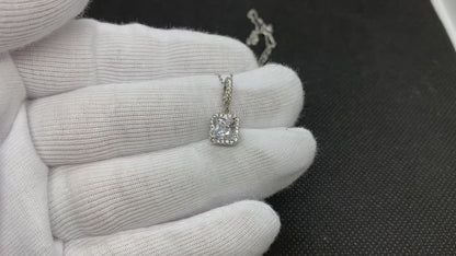 925K Sterling Silver Square Solitaire Necklace for Women