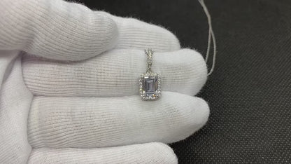 925K Sterling Silver CZ Baguette Necklace for Women