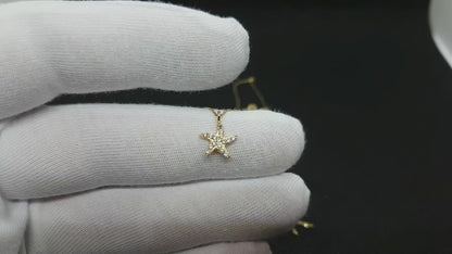 14K Real Solid Gold Starfish Necklace for Women