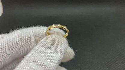 14K Real Solid Gold Bamboo Ring for Women