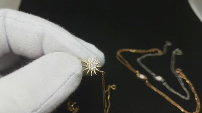 14K Real Solid Gold Sun Bracelet for Women , Summer Jewelry