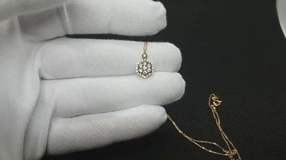 14K Real Solid Rose Gold Cluster Necklace for Women