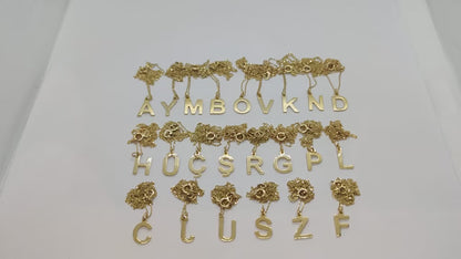 14K Real Solid Gold Personalized Initial Pendant Necklace for Women