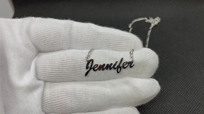 925K Sterling Silver Custom Name Necklace with Figaro Chain