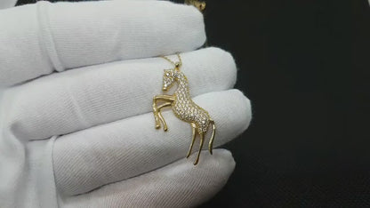 14K Real Solid Gold Horse Necklace For Women