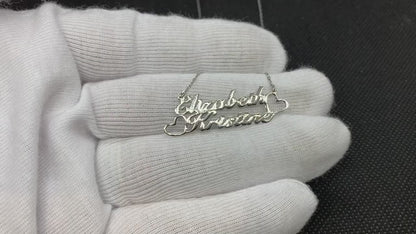 925K Sterling Silver Personalized Two Names Necklace with Heart