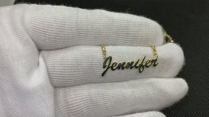 14K Real Gold Figaro Chain Name Necklace