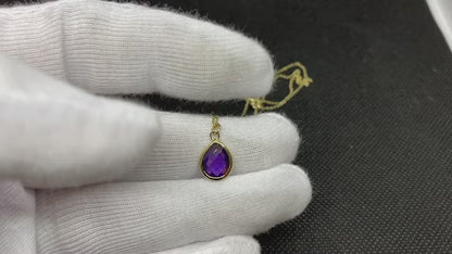 14K Real Solid Gold June Birthstone Alexandrite Necklace for Women