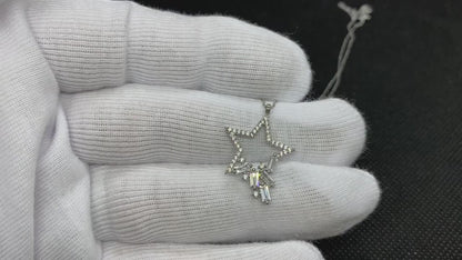925K Sterling Silver CZ Star Necklace for Women