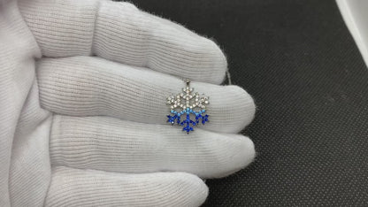 925K Sterling Silver CZ Snowflake Pendant Necklace for Women