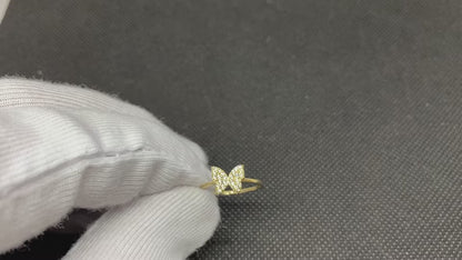 14K Real Solid Gold Butterfly Ring for Women