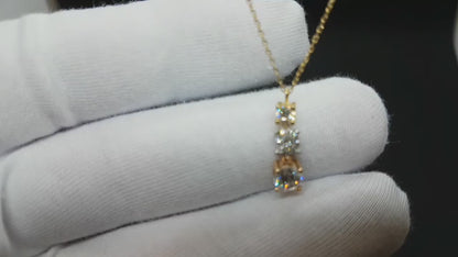 14K Real Solid Gold Trio Necklace for Women
