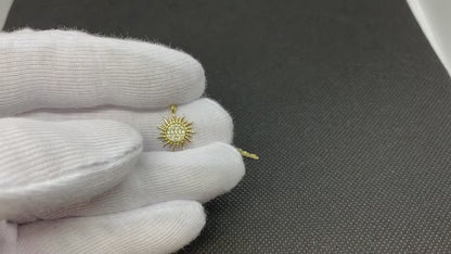 14K Real Solid Gold Sun Necklace for Women , Sun Jewelry