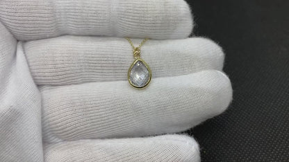 14K Real Solid Gold April Birthstone Necklace for Women