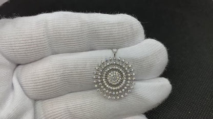 925K Sterling CZ Silver Shining Sun Necklace for Women