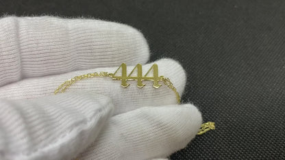 14K Real Solid Gold Angel Number Bracelet for Women