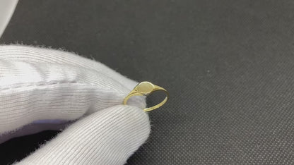 14K Real Solid Gold Oval Signet Ring for Women