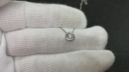 14K Real Solid Gold Bezel Solitaire Necklace for Women