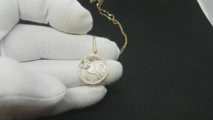 14K Real Solid Gold Mother and Child Necklace for Mom Women Wife