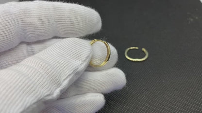 14K Real Solid Gold Endless Flat Hoop Earrings for Women