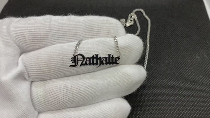 925K Sterling Silver Old English Name Necklace for Women