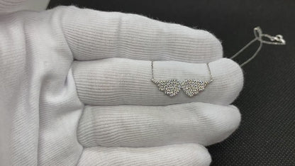 925K Sterling Silver CZ Pave Angel Wing Necklace for Women