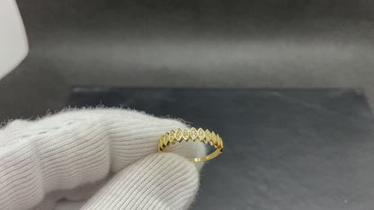 14K Real Solid Gold Marquise Ring for Women