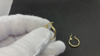 14K Real Solid Gold Classic Simple Hoop Earrings for Women