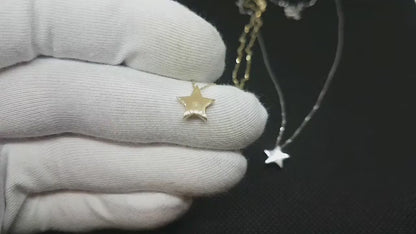 14K Real Solid Gold Star Necklace for Women