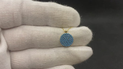 14K Real Solid Gold Turquoise Necklace for Women