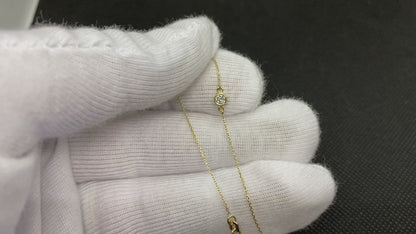 14K Real Solid Gold Solitaire Diamond Bracelet for Women