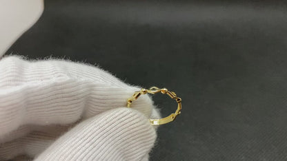 14K Real Solid Gold Dot Rhombus Ring for Women