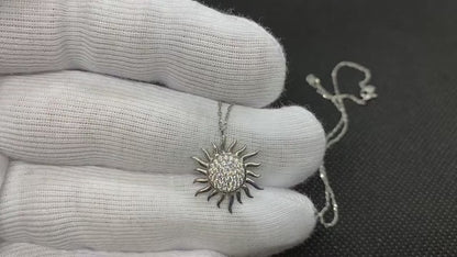 925K Sterling Silver Glowing Sun Pendant Necklace for Women