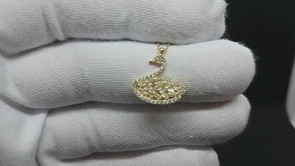14K Real Solid Gold Swan Necklace for Women