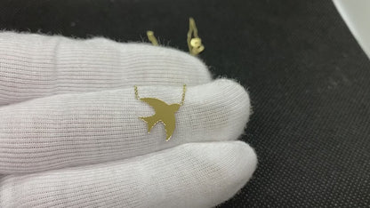 14K Real Solid Gold Bird Necklace , Personalized Jewelry