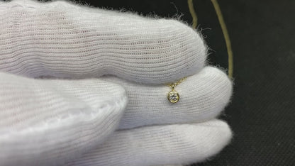 14K Solid Gold Solitaire Diamond Necklace for Women