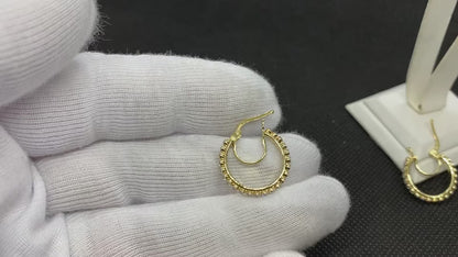 14K Real Solid Gold Dainty CZ Hoop Earrings for Women