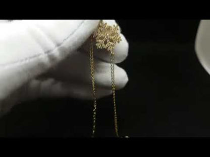 14K Real Solid Gold Snowflake Bracelet for Women