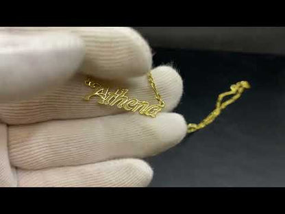 14K Solid Gold Engraved Custom Name Necklace