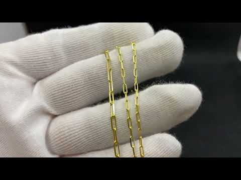 14K Solid Gold Paperclip Chain Necklace