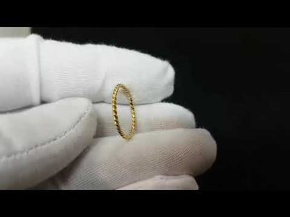 14K Real Solid Gold Rope Ring for Women | Twisted Rope Rings