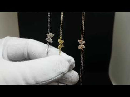 14K Real Solid Gold Butterfly Bracelet for Women | CZ Butterfly Bracelets