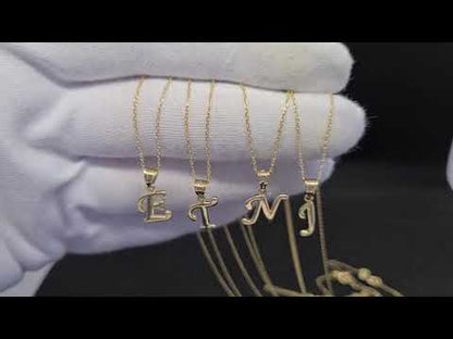14K Real Solid Gold Personalized Custom Letter Initial Necklace