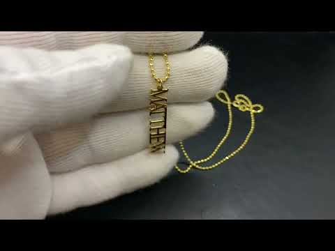 14K Solid Gold Vertical Custom Name Necklace