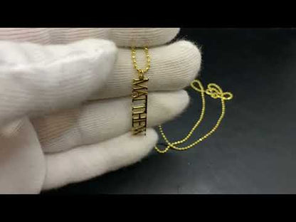 14K Solid Gold Vertical Custom Name Necklace