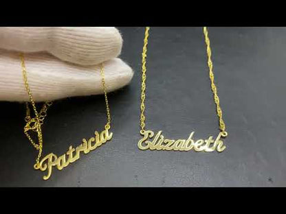 14K Solid Gold Handwriting Custom Name Necklace