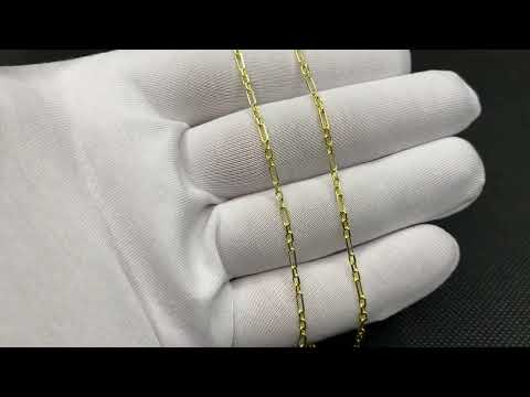 14K Solid Gold 3+1 Cable Link Chain Necklace - 2MM