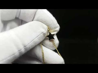 14K Real Solid Gold Star Bracelet for Women