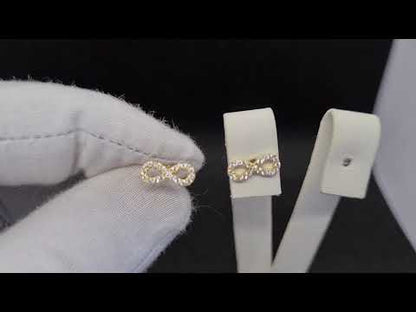14K Real Solid Gold Infinity Stud Earrings for Women